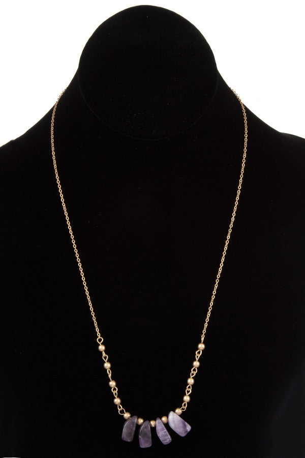 Natural stone fringe pendant necklace