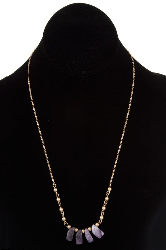 Natural stone fringe pendant necklace