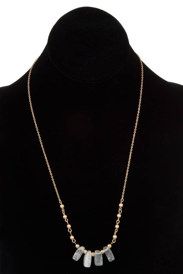 Natural stone fringe pendant necklace
