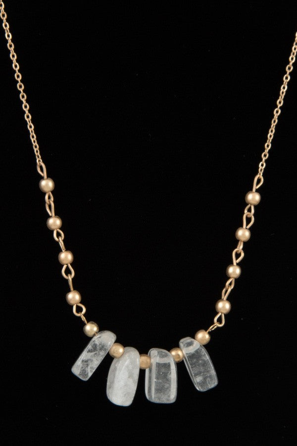 Natural stone fringe pendant necklace