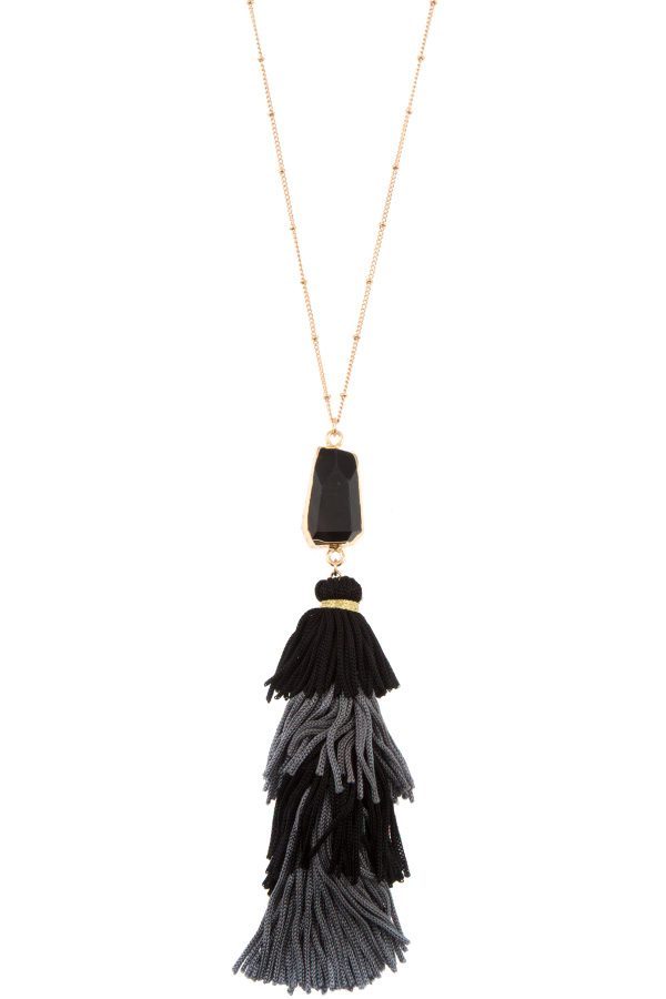 Multi link tassel pendant elongated necklace