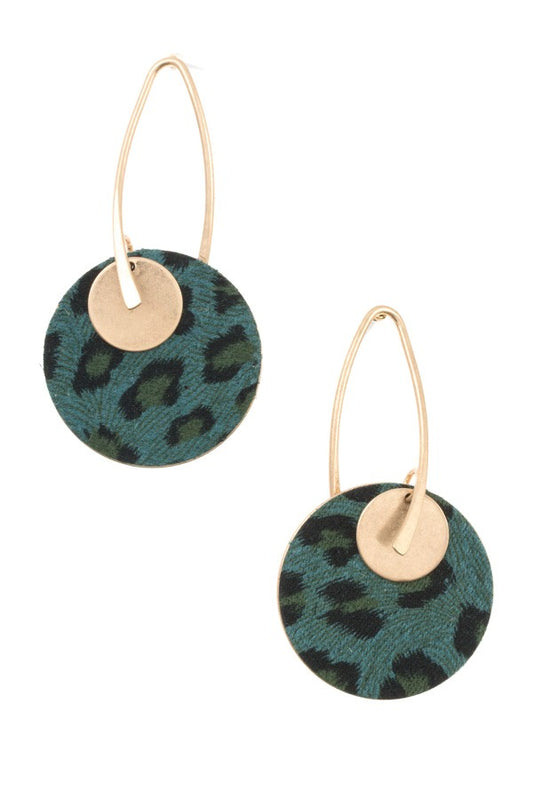 Animal print double disk hook earring