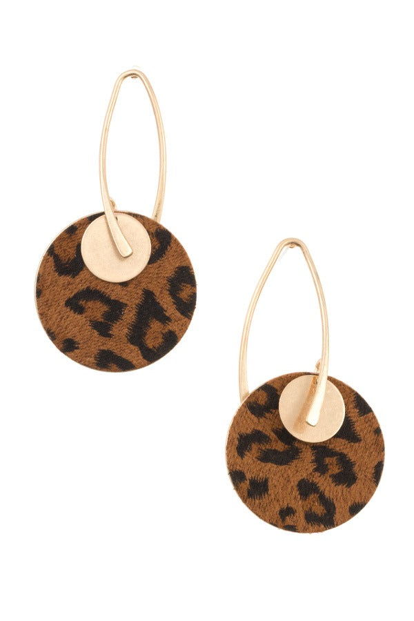 Animal print double disk hook earring