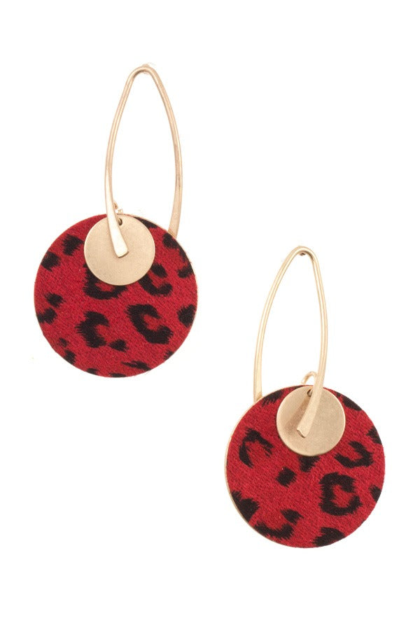 Animal print double disk hook earring