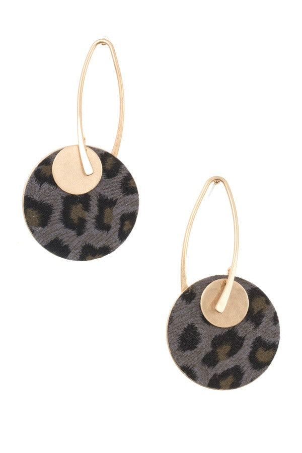 Animal print double disk hook earring