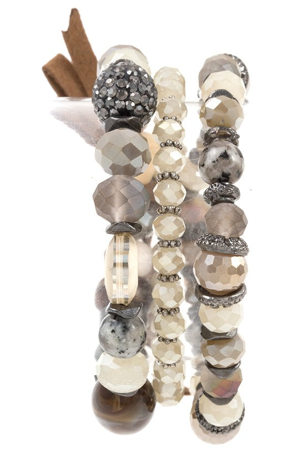Multi glass bead faux suede brow accent bracelet