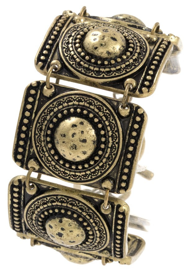 Etched link metal chain bracelet