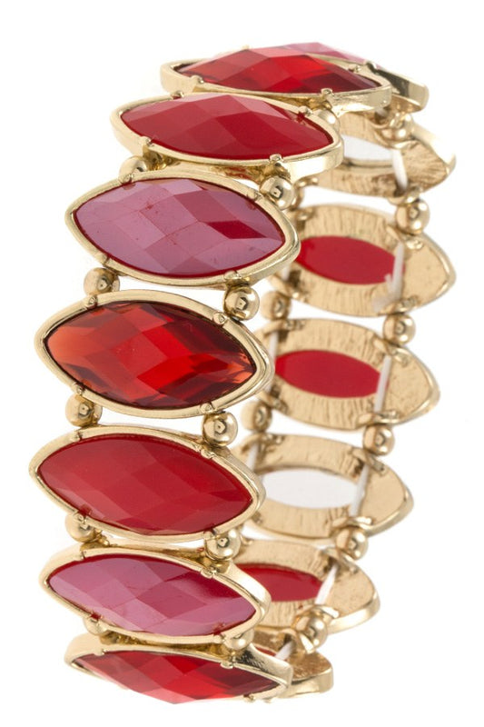 Faceted marquise framed link bracelet