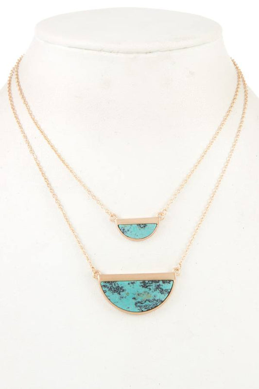Half framed gemstone double row necklace
