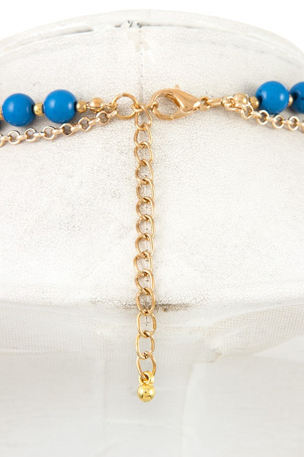 Elongated mix bead chain necklace set