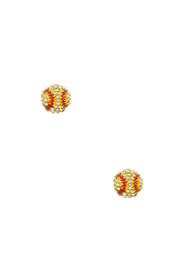 Rhinestone pave softball post earring