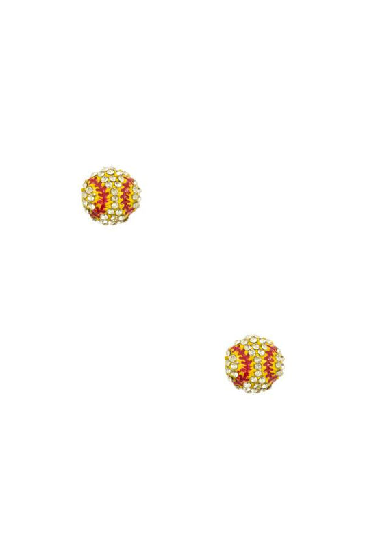 Rhinestone pave softball post earring