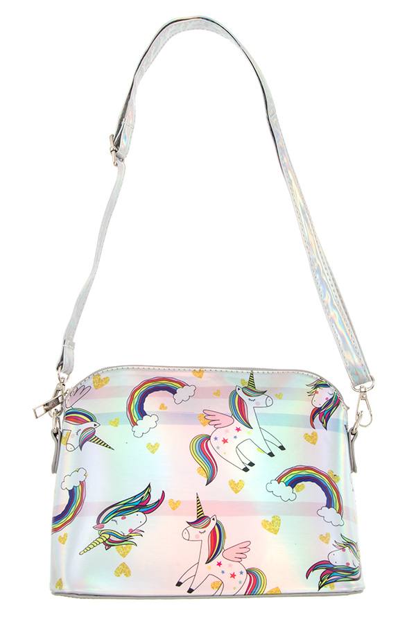 Rainbow unicorn dome crossbody bag