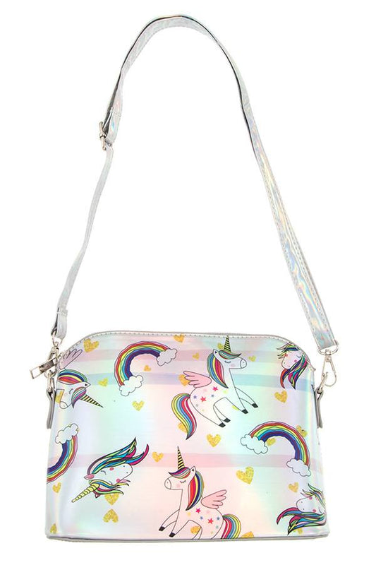 Rainbow unicorn dome crossbody bag