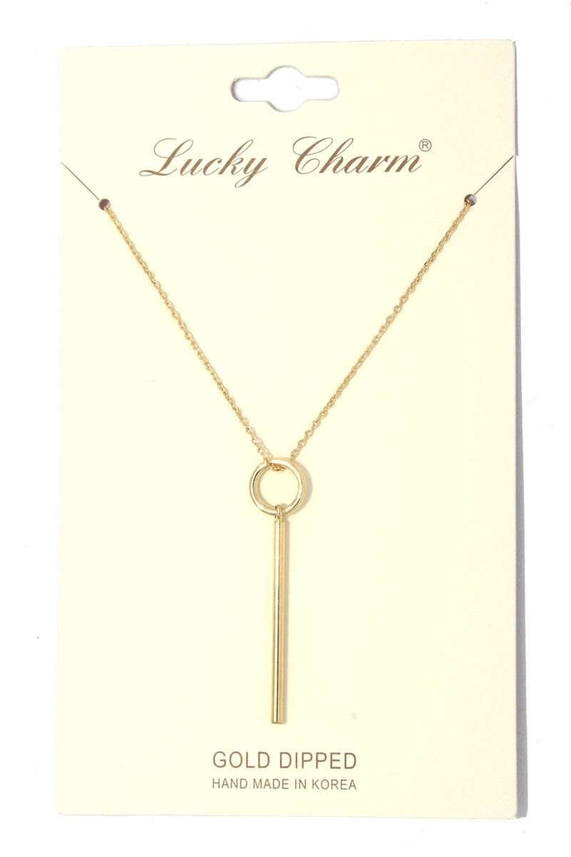 Cut out circle metal bar necklace