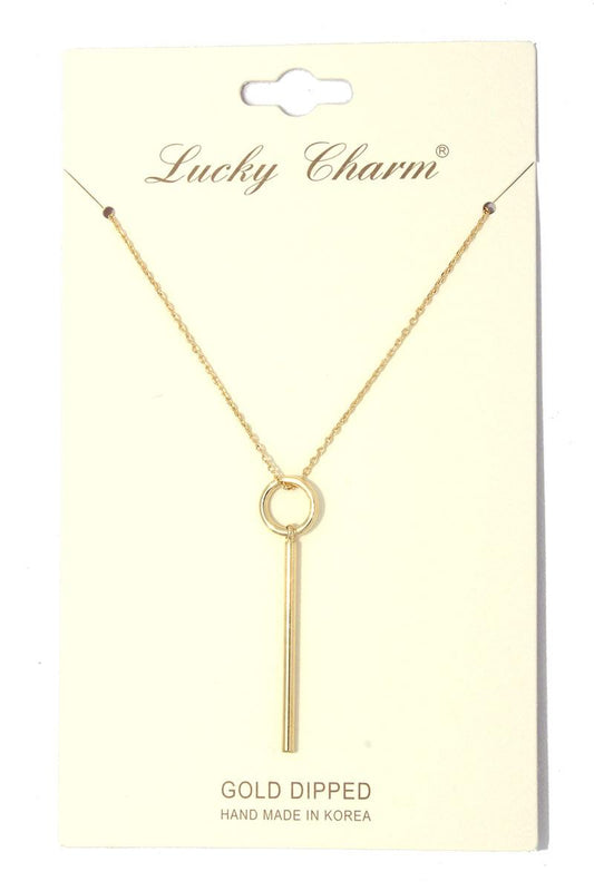 Cut out circle metal bar necklace