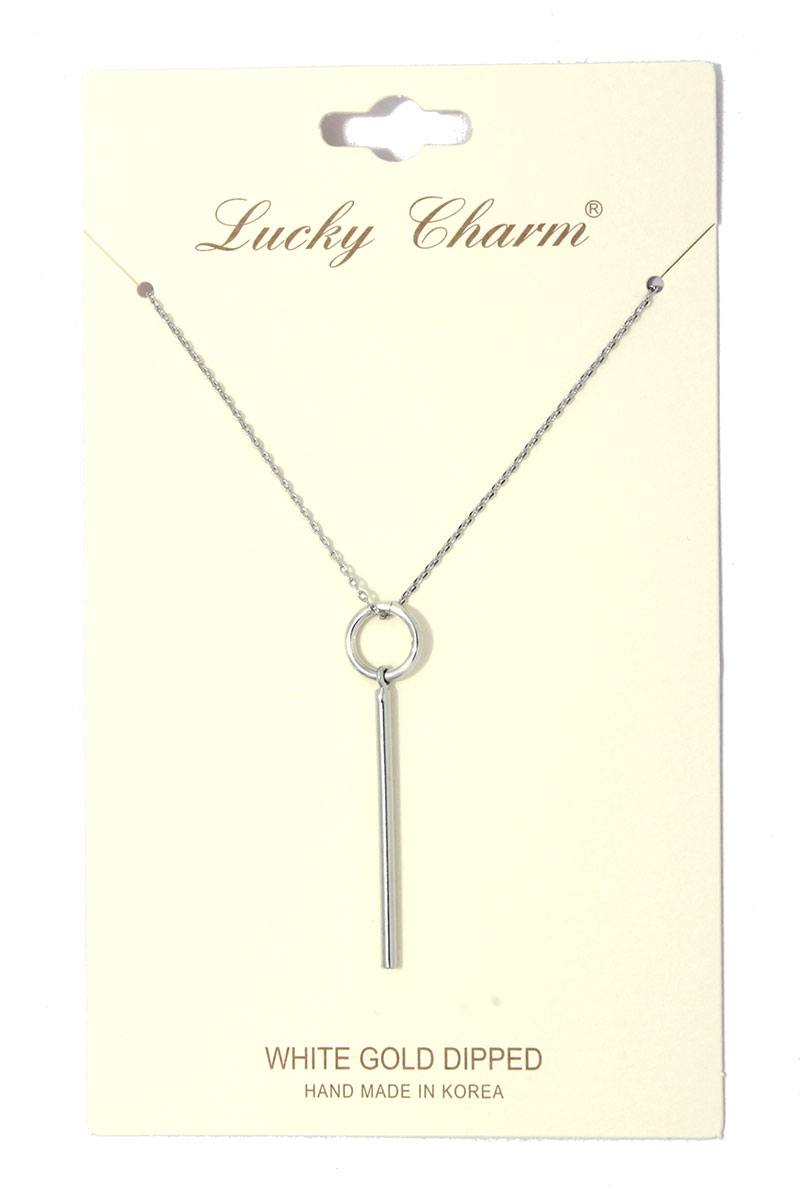 Cut out circle metal bar necklace
