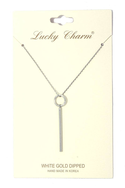 Cut out circle metal bar necklace