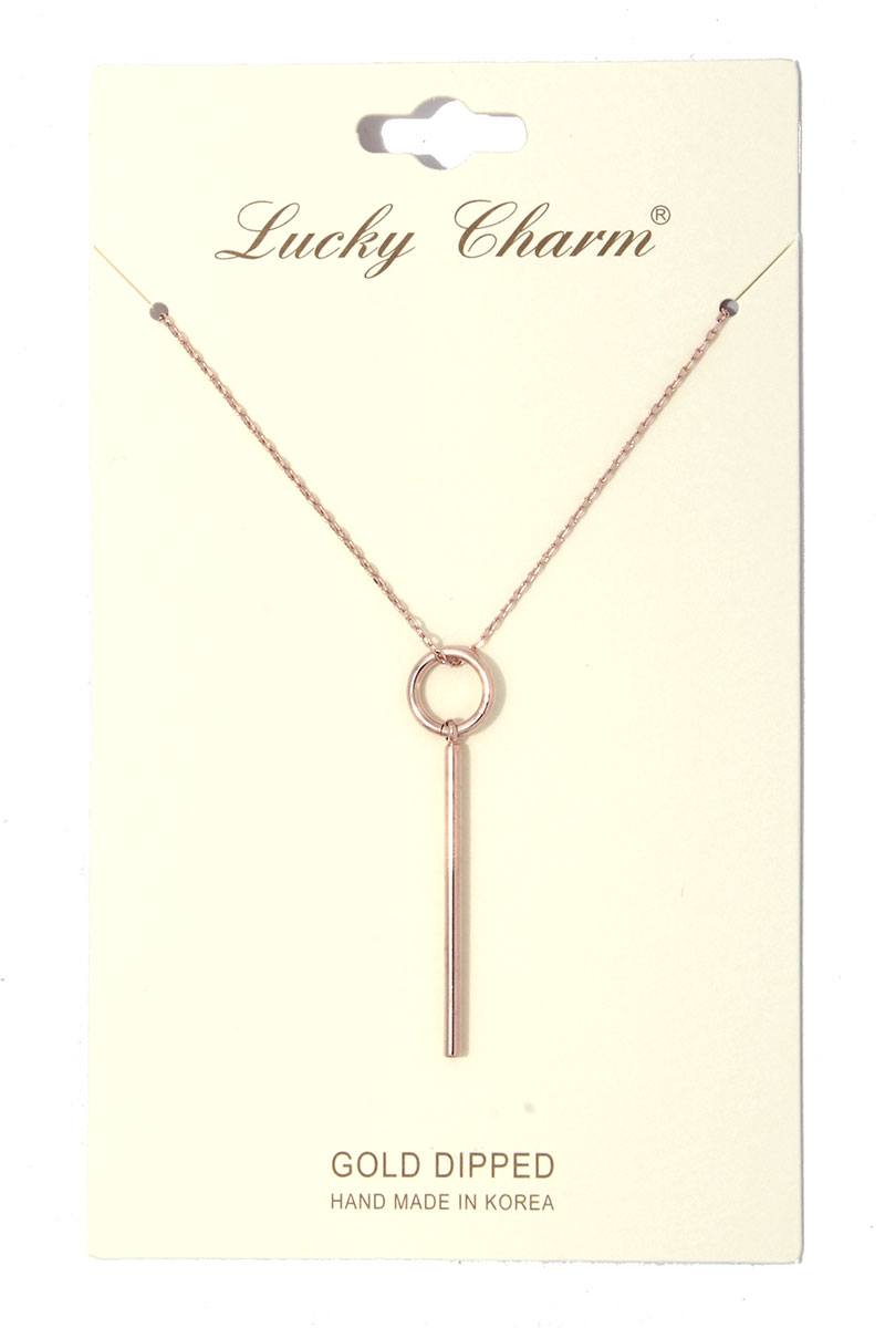Cut out circle metal bar necklace