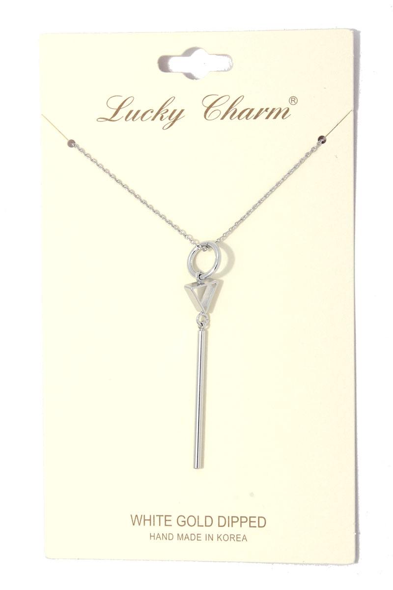 Cut out circle metal bar necklace