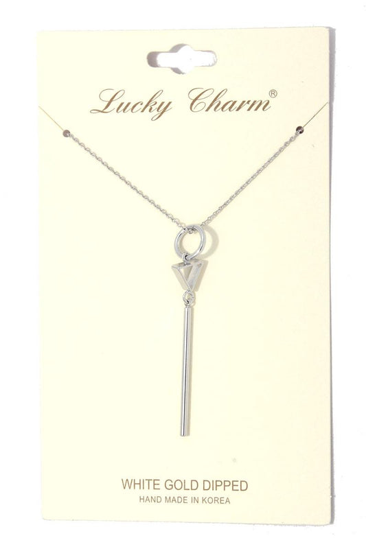 Cut out circle metal bar necklace