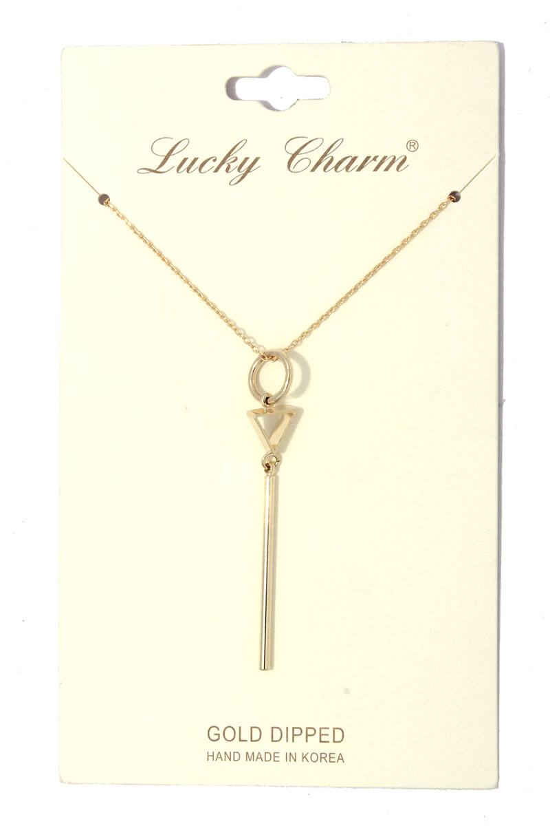 Cut out circle metal bar necklace