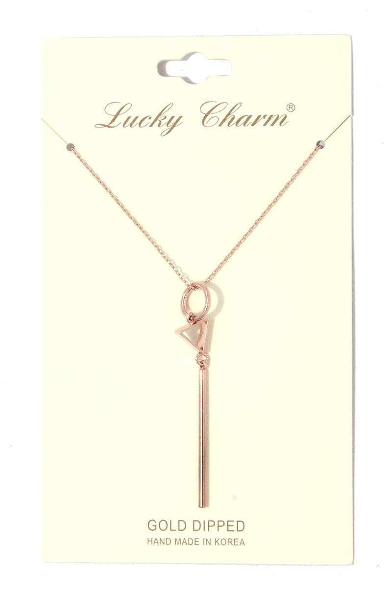 Cut out circle metal bar necklace