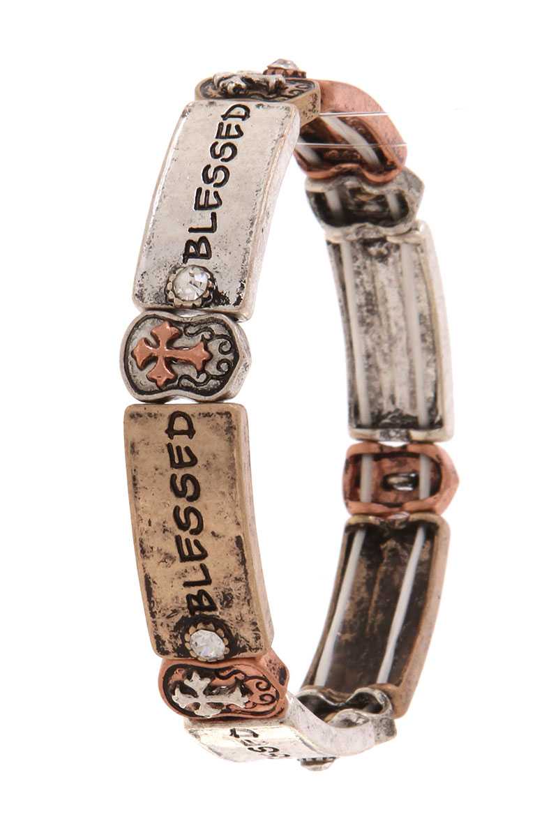"blessed" engraved stretch bracelet