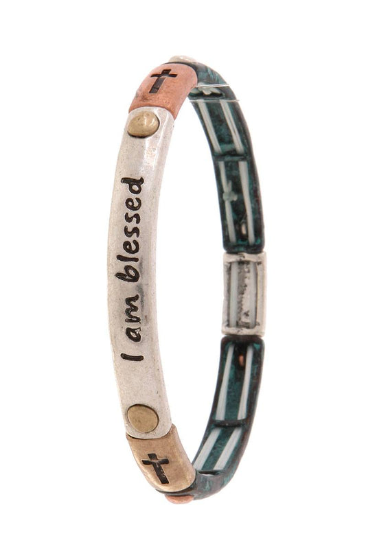 "i am blessed" engraved stretch bracelet
