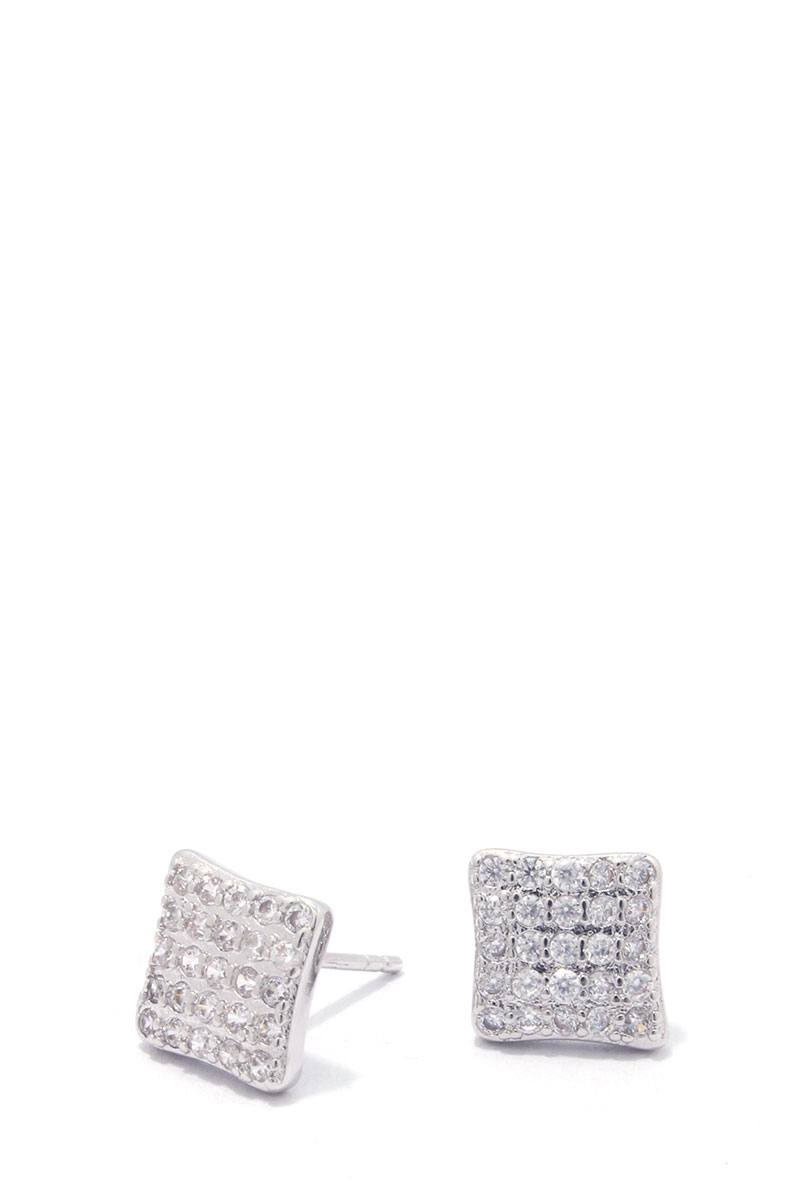 Square shape rhinestone stud earring