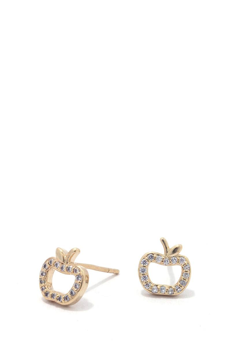 Apple rhinestone stud earring