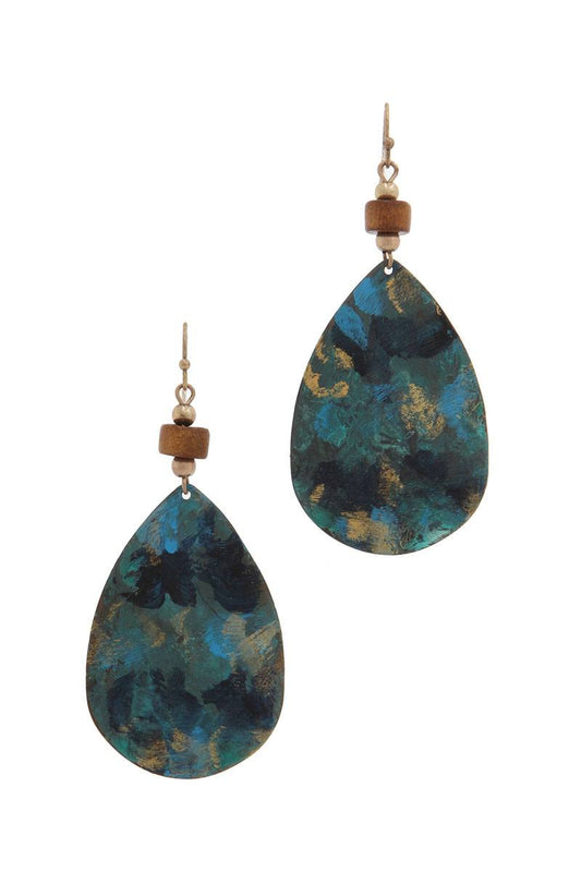 Patina tear drop shape drop earring