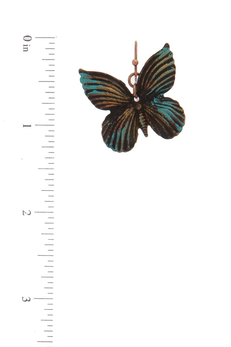 Textured butterfly drop earing