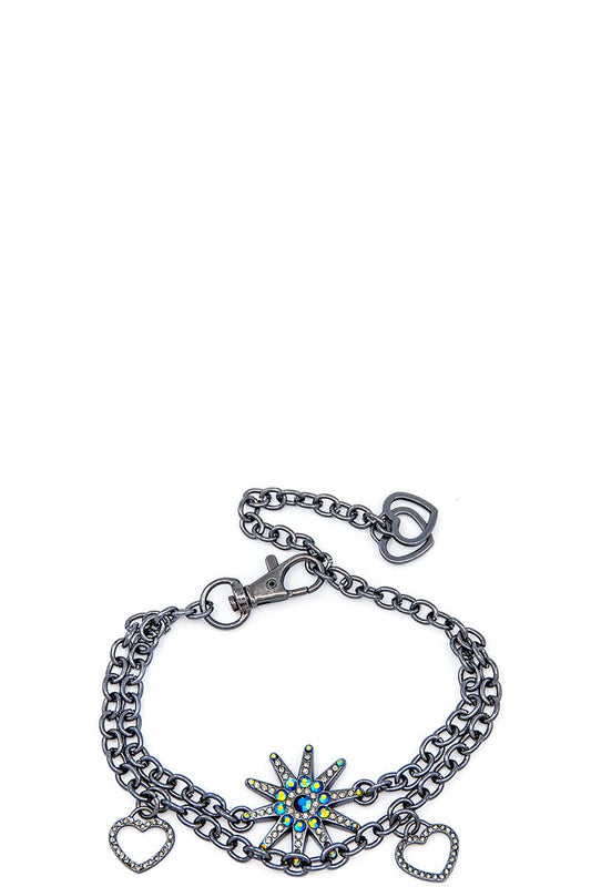 Rhinestone studded spur boot chain