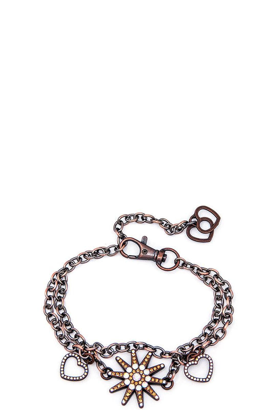 Rhinestone studded spur boot chain