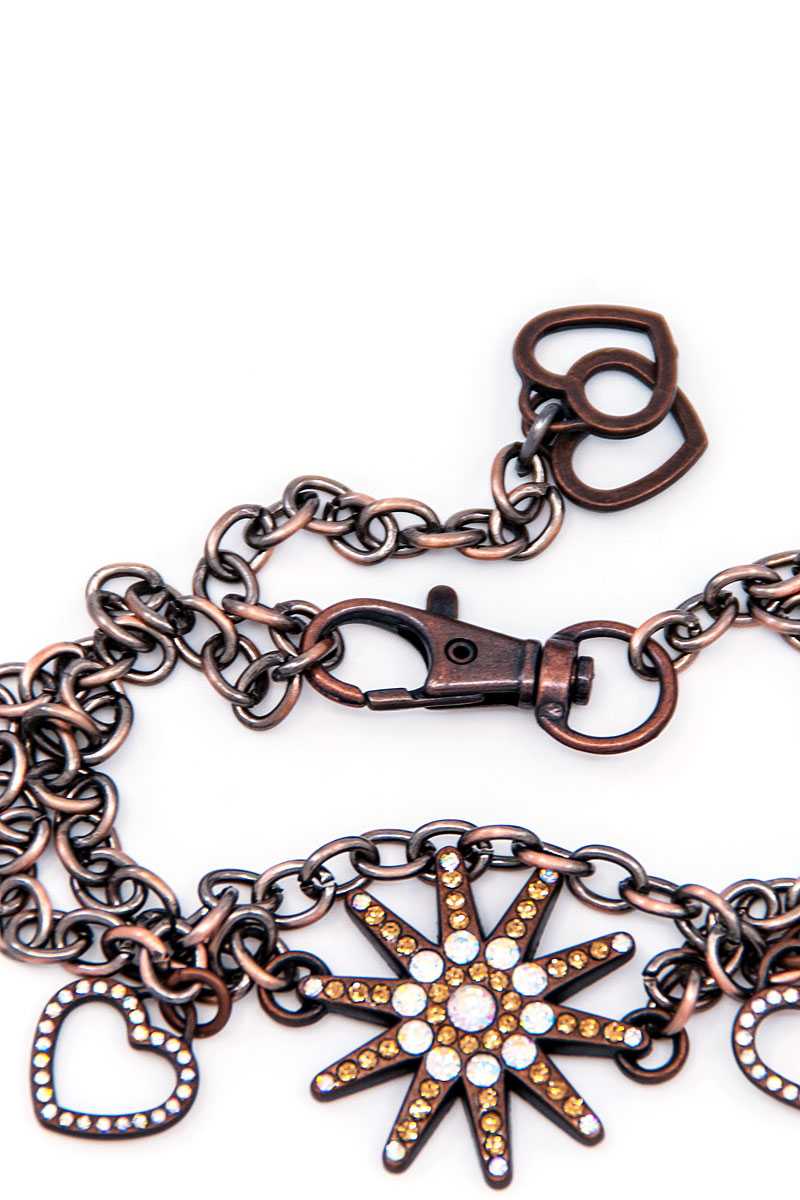 Rhinestone studded spur boot chain