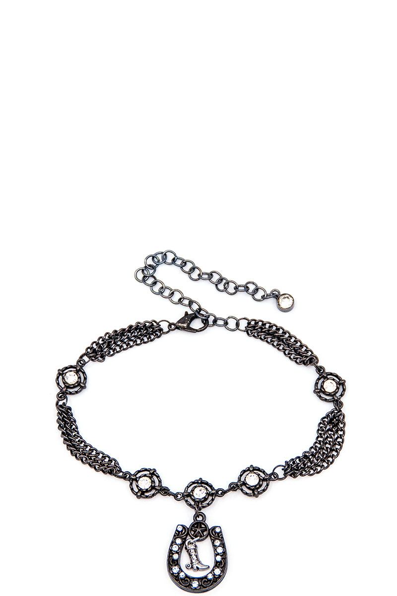 Horseshoe and boot charm boot chain