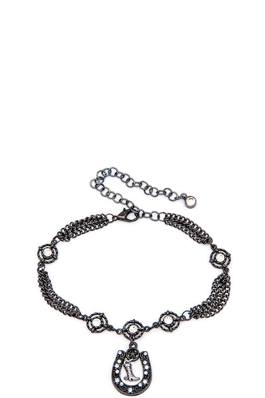 Horseshoe and boot charm boot chain