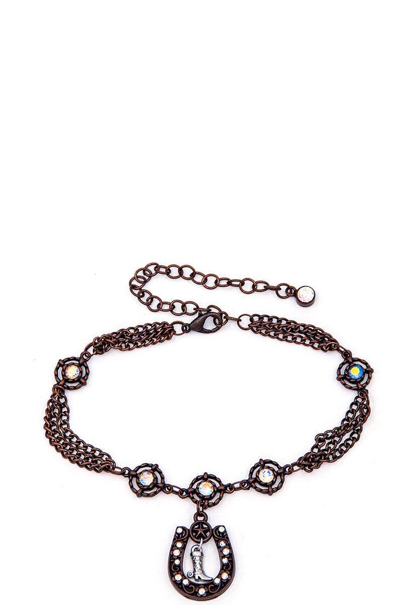 Horseshoe and boot charm boot chain