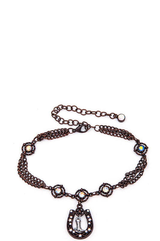 Horseshoe and boot charm boot chain
