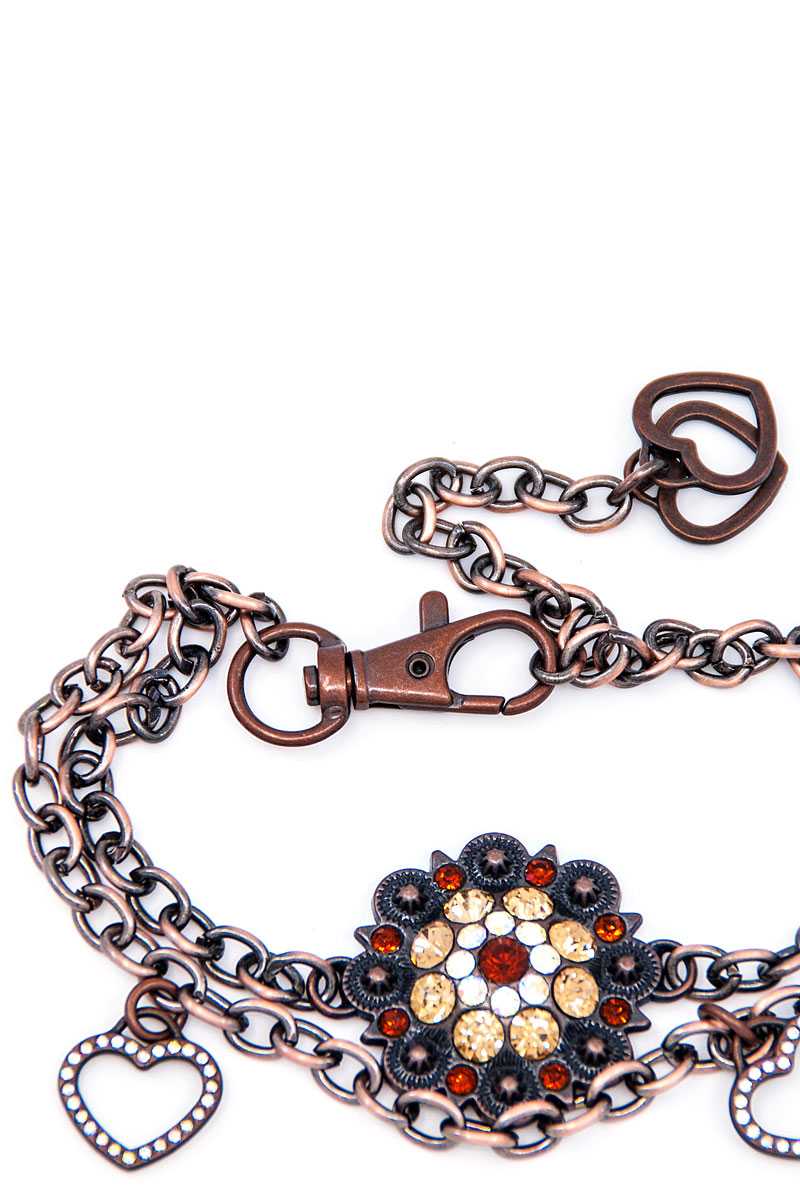 Rhinestone studded berry boot chain