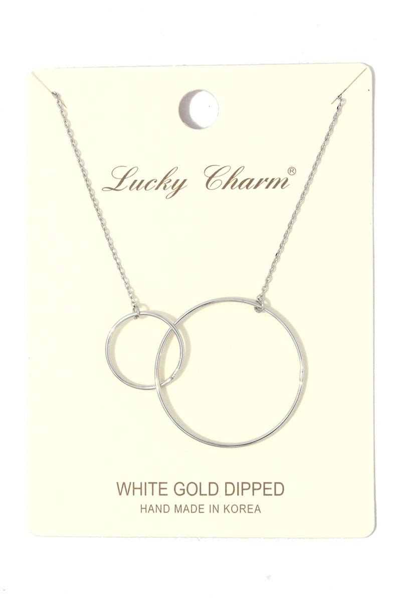 Cut out circle linked short necklace
