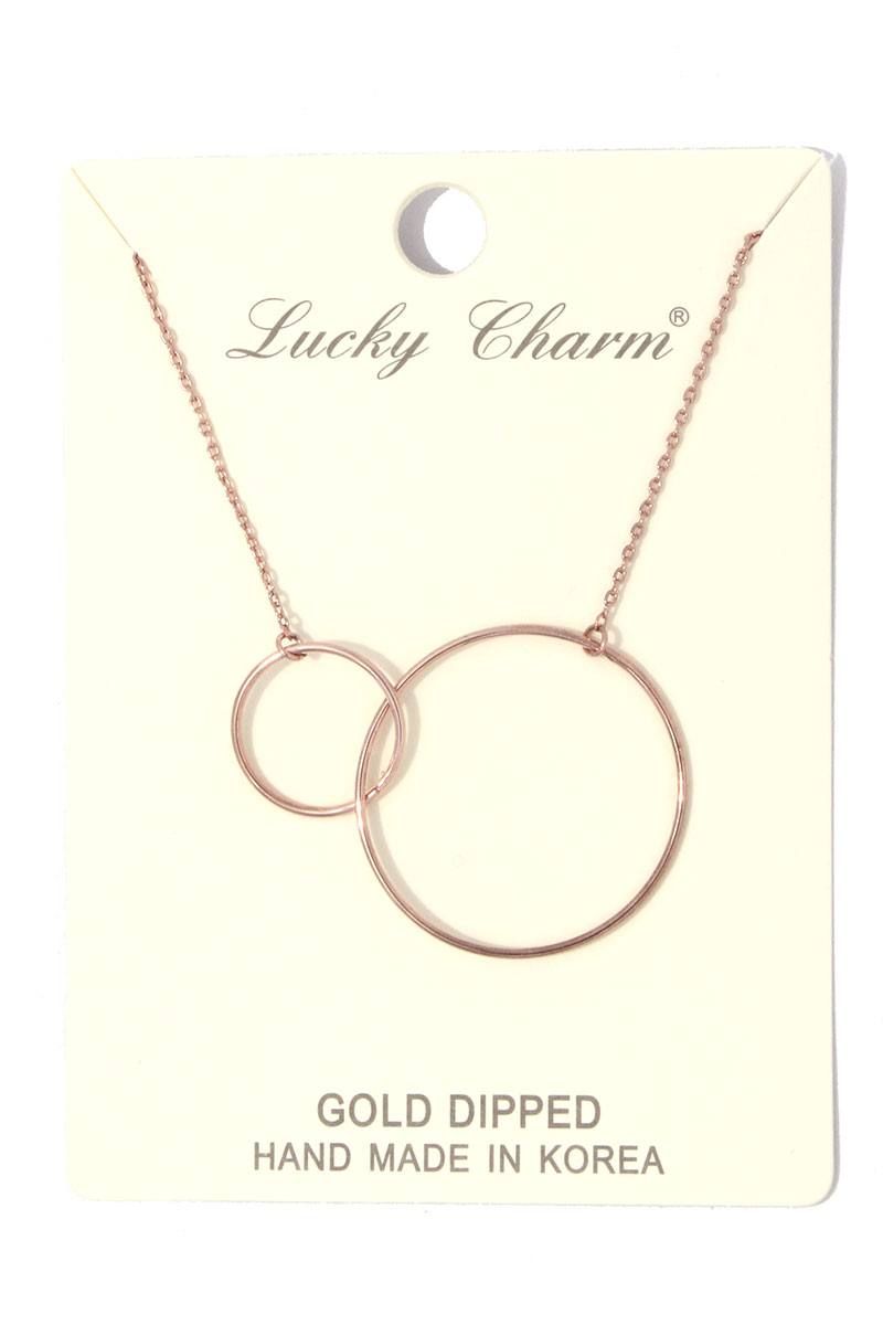 Cut out circle linked short necklace