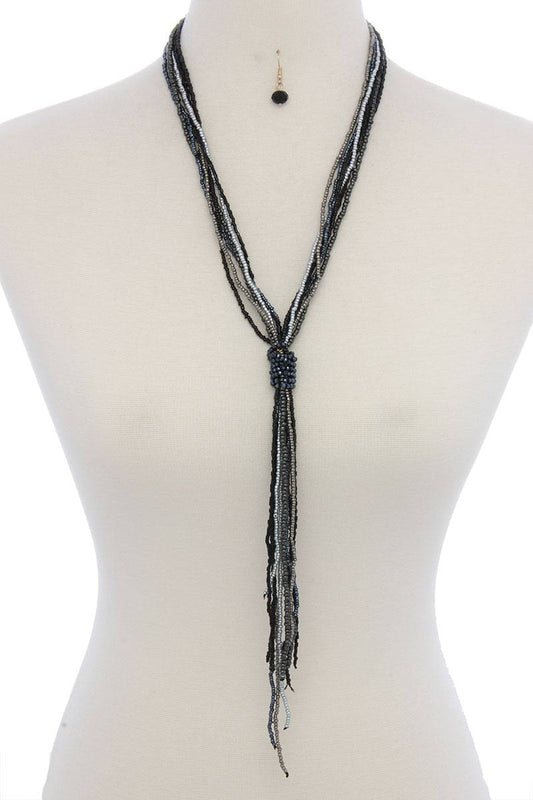 Seed bead multi strand y shape necklace