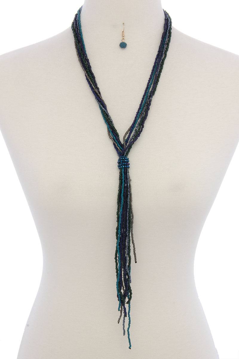 Seed bead multi strand y shape necklace