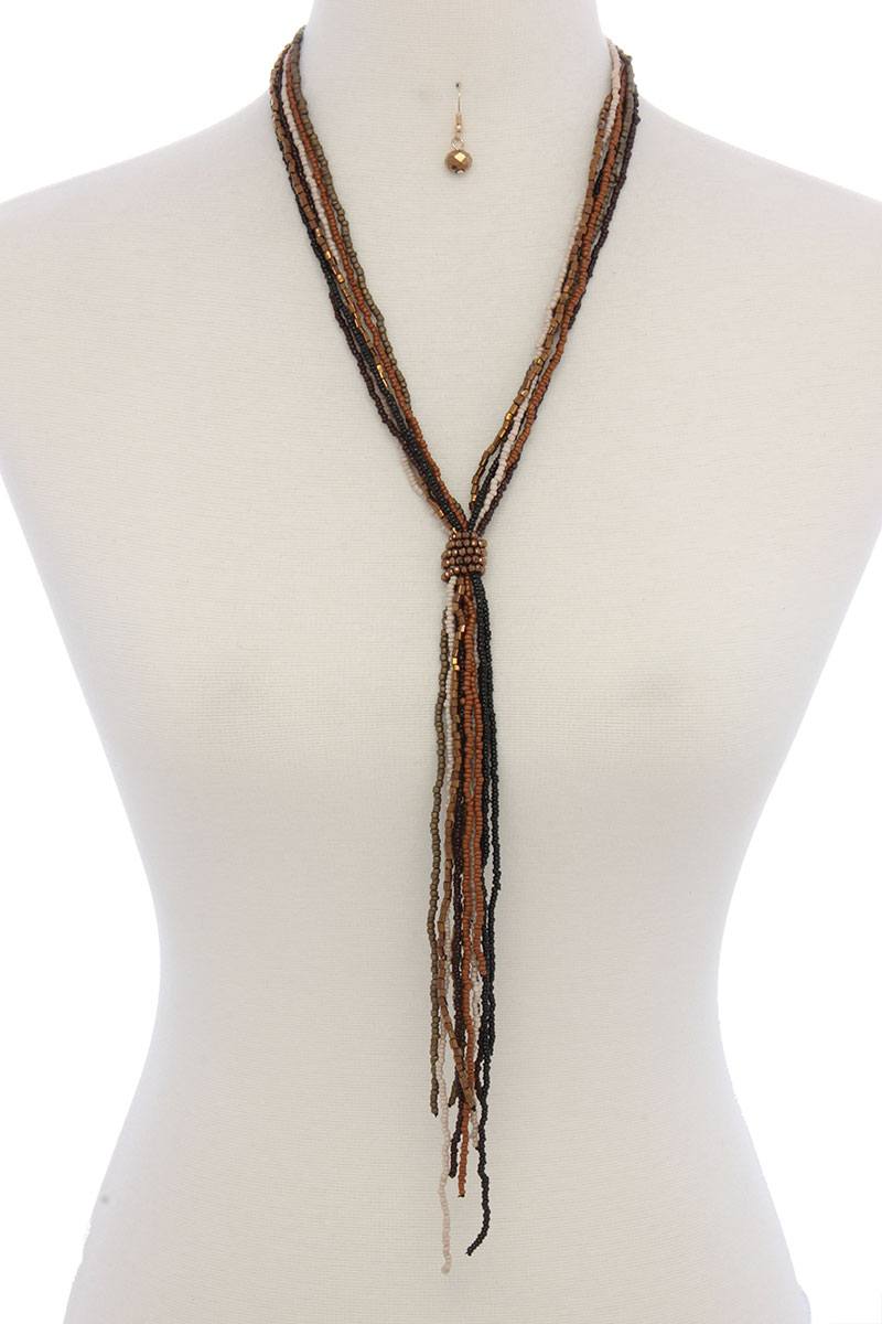 Seed bead multi strand y shape necklace