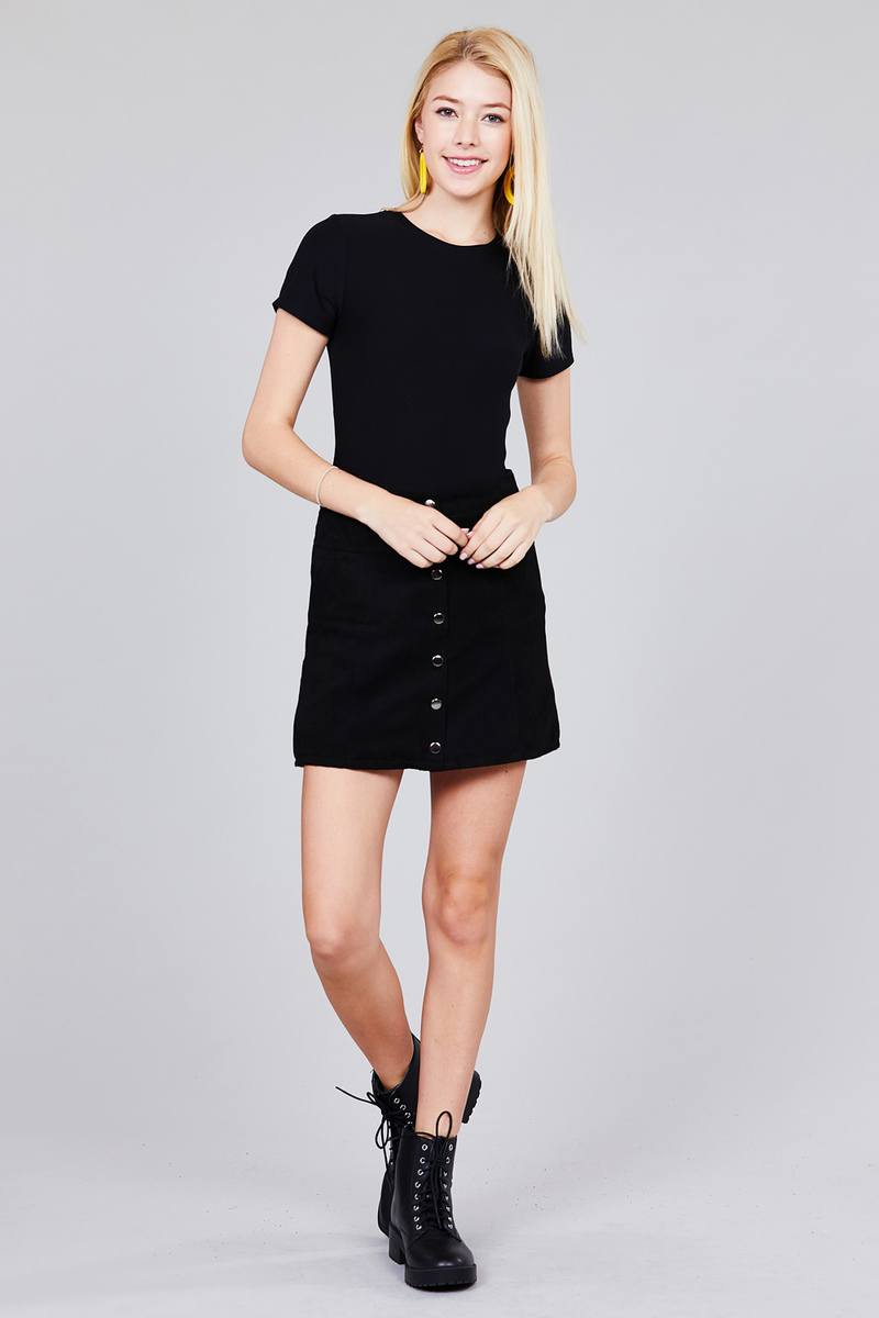 Ladies fashion short sleeve crew neck dty brushed bodysuit