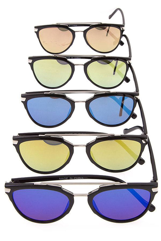 Mirror lens aviator fashion sunglasses