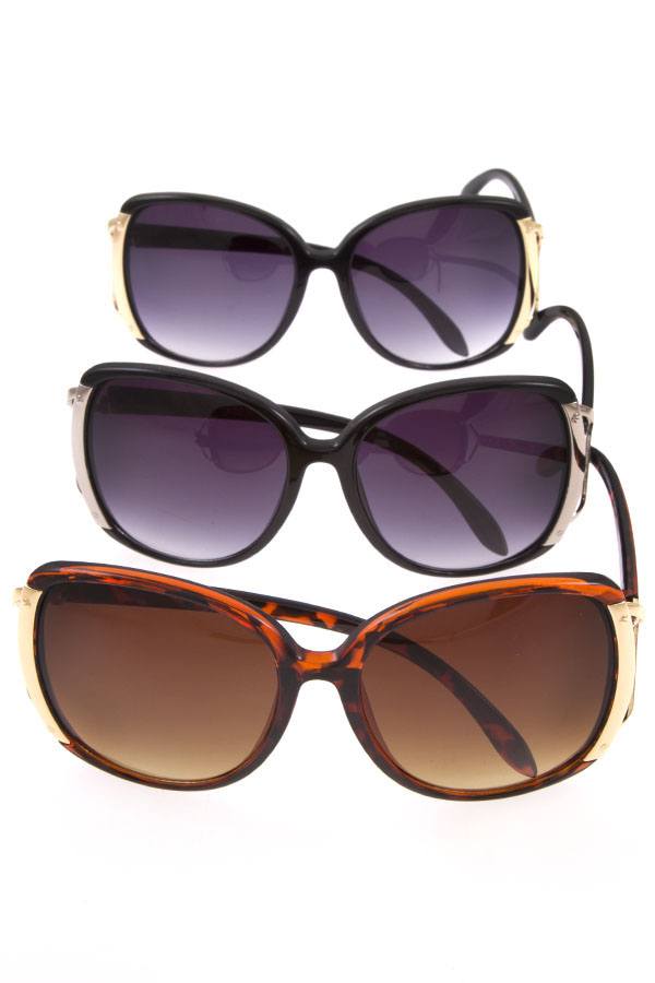 Oversize metal accent fashion sunglasses