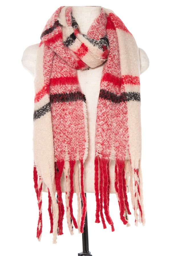 Soft plaid pattern oblong scarf
